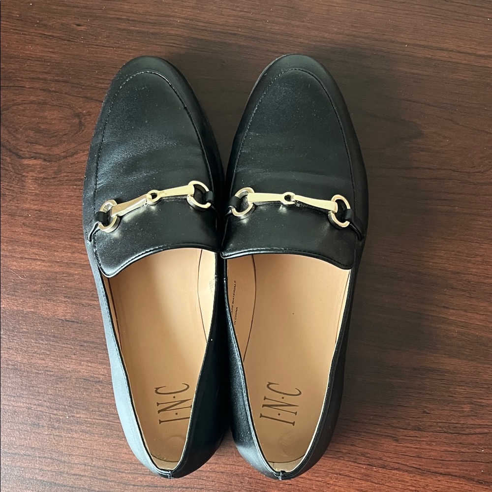 INC International Concepts Black Slip-Ons with Gold Detail